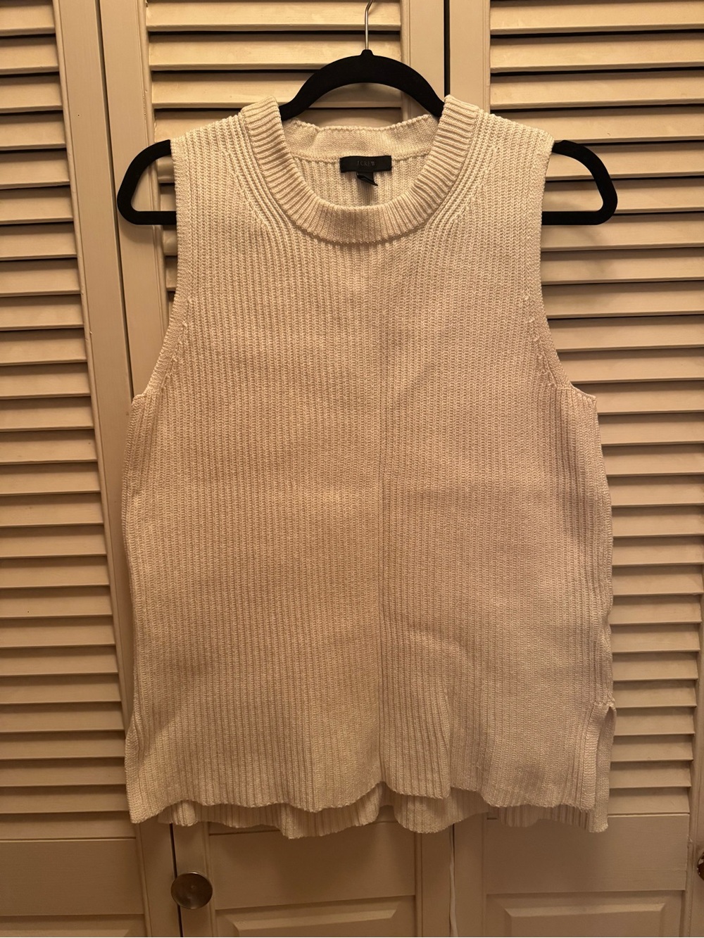 J. Crew Cream Sleeveless Ribbed Crewneck Sweater
